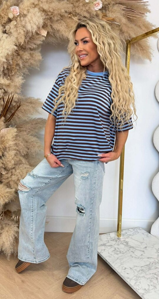 NENY STRIPE TOP BLUE/CHOCO