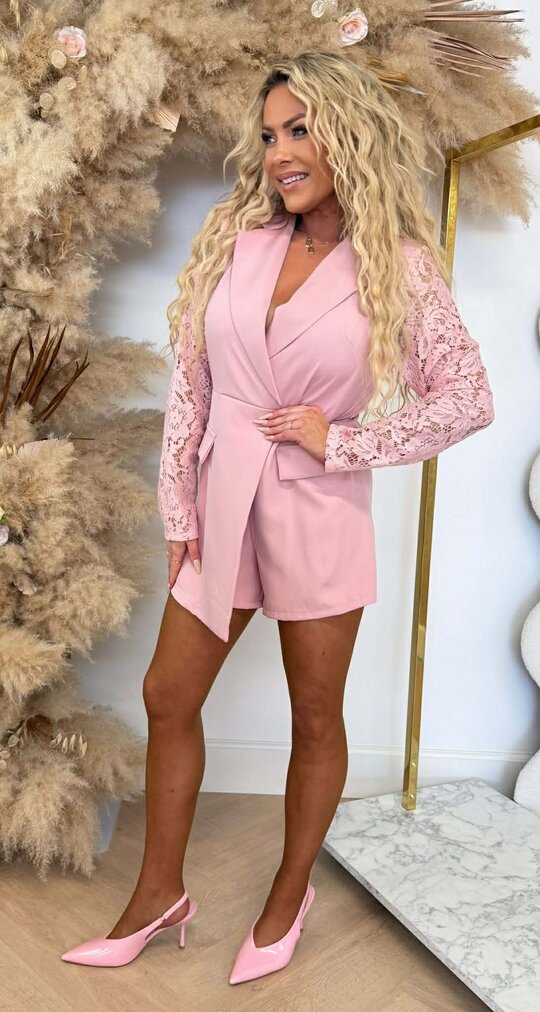 AYLIN BLAZER LACE PLAYSUIT OLDPINK