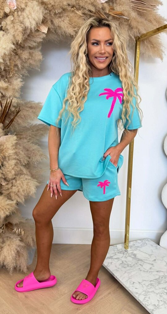 PALM SHORT SET AQUA