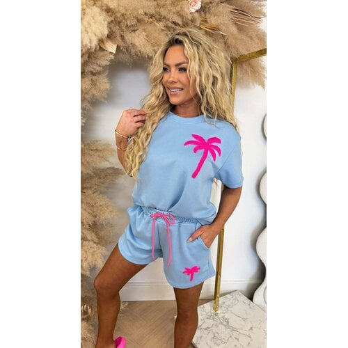 PALM SHORT SET ICEBLUE