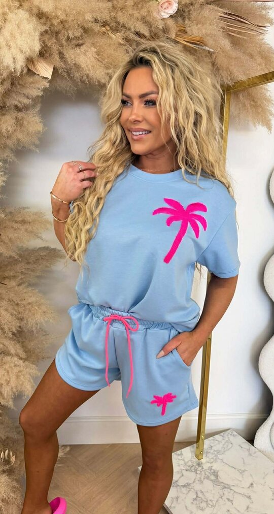 PALM SHORT SET ICEBLUE