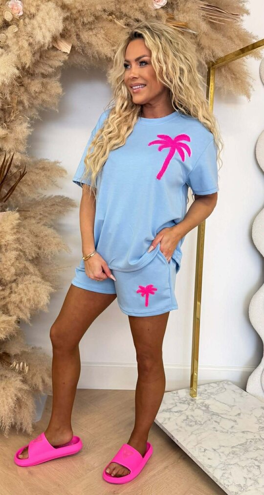 PALM SHORT SET ICEBLUE