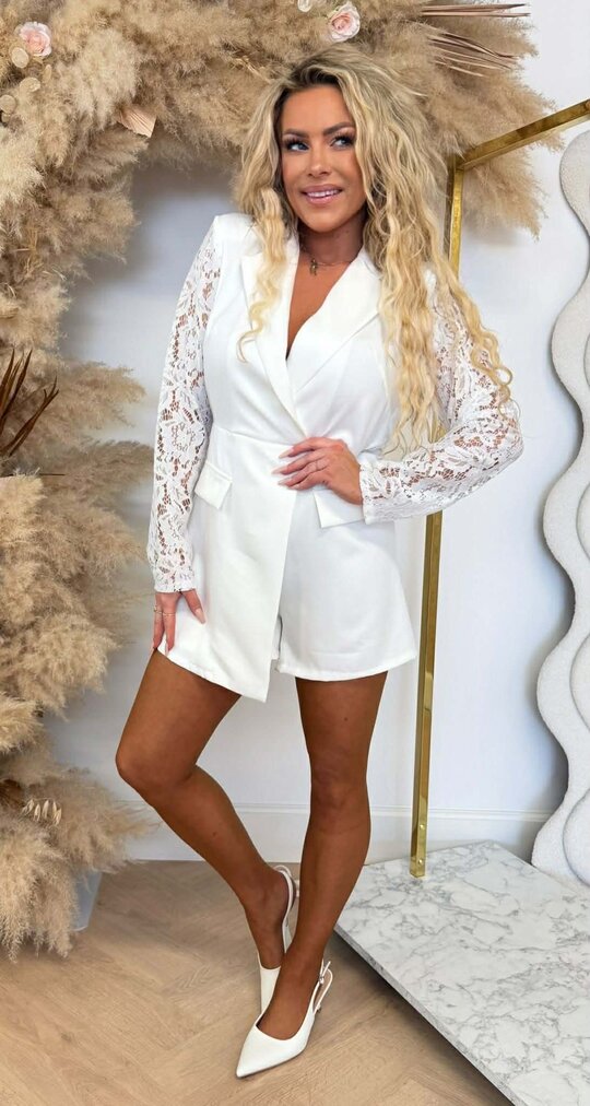 AYLIN BLAZER LACE PLAYSUIT OFFWHITE