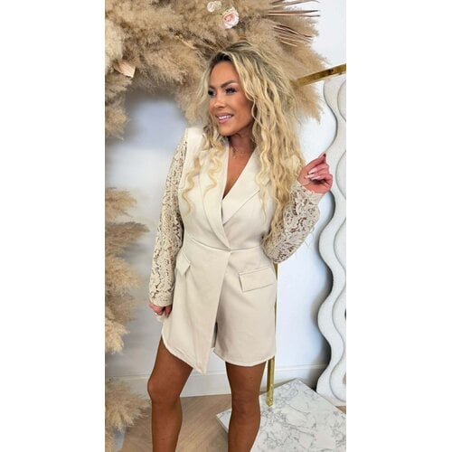 AYLIN BLAZER LACE PLAYSUIT BEIGE AYLIN BLAZER LACE PLAYSUIT BEIGE