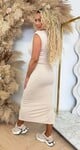 RIBBED MAXI DRESS BEIGE