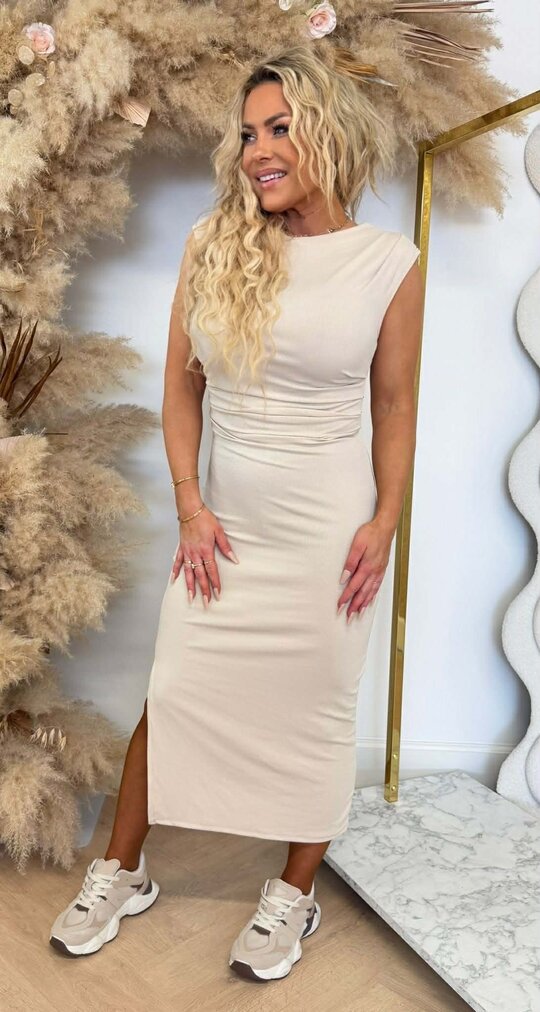 RIBBED MAXI DRESS BEIGE