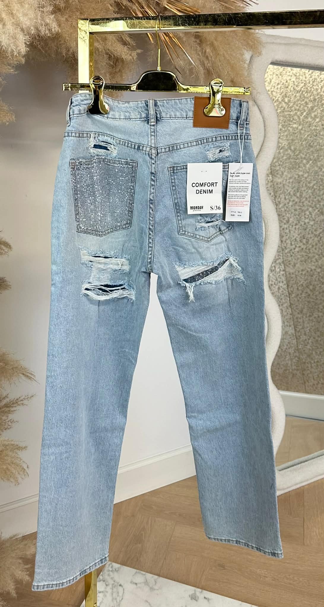 VIRAL GLITTER POCKET JEANS T63-3 DENIMBLUE
