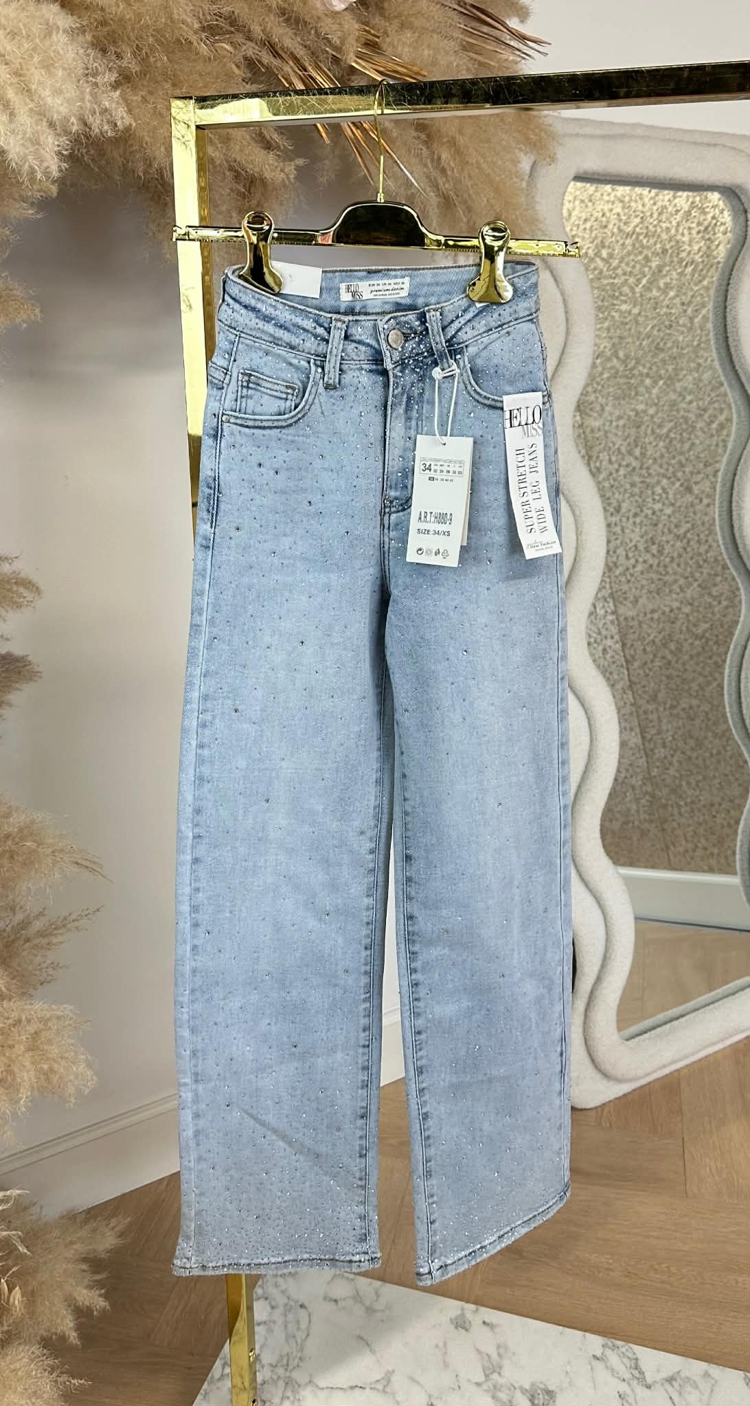 WIDE LEG GLITTER JEANS 880-9 LIGHTDENIM