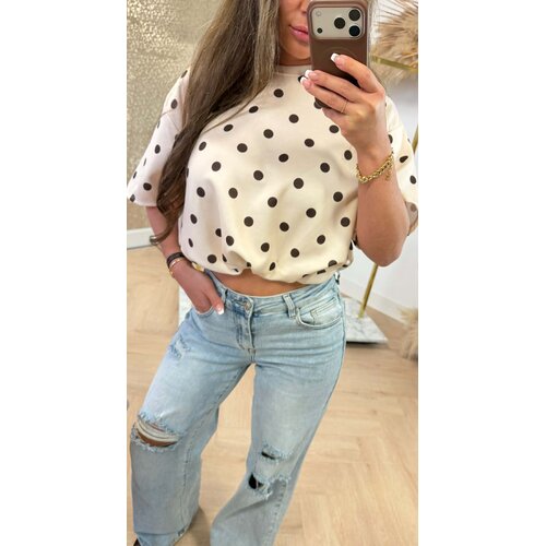 DOTTY CROPPED TOP BEIGE