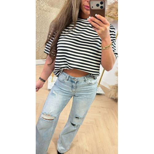 SHOULDER STRIPE TEE BLACK/WHITE