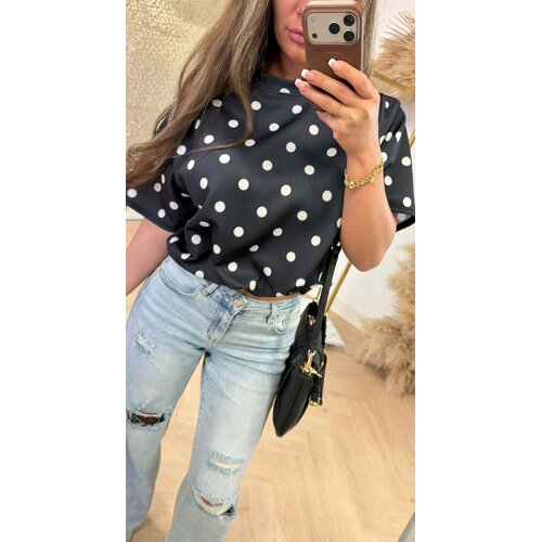 DOTTY CROPPED TOP BLACK