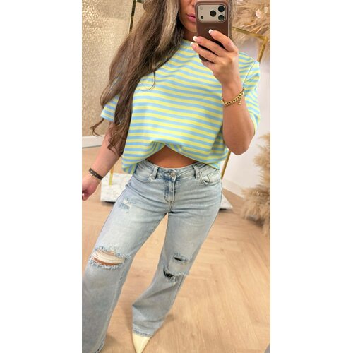 SHOULDER STRIPE TEE BLUE/GREEN