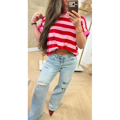 JOYA STRIPE TEE PINK/RED