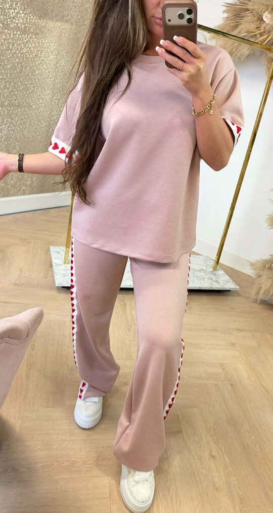 STRIPE HEARTS SET OLDPINK