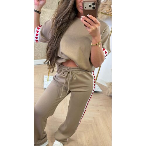 STRIPE HEARTS SET CAMEL