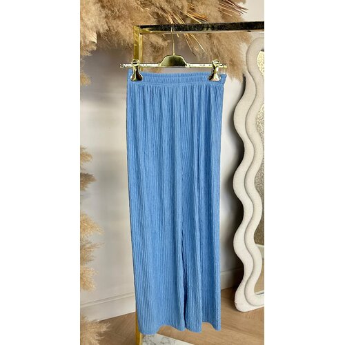 COMFY RIBBED STRAIGHT LEG PANTS BLUE