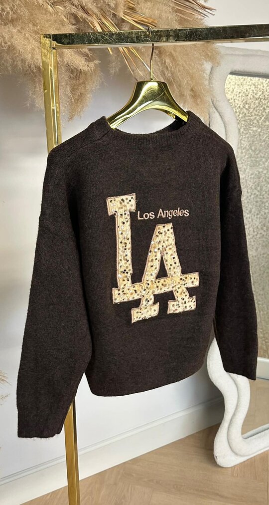 LA SEQUIN TEKST SWEAT 3831370 CHOCO