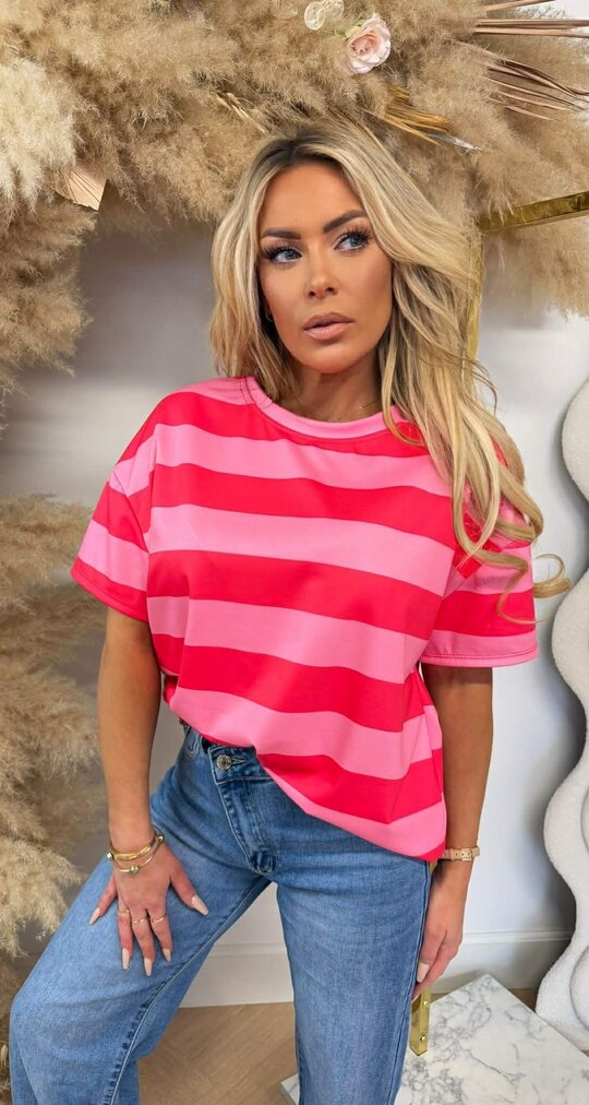 FORCY STRIPE TEE PINK