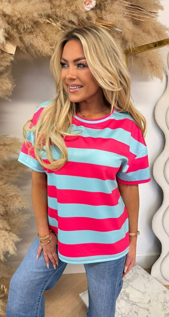 FORCY STRIPE TEE AQUA