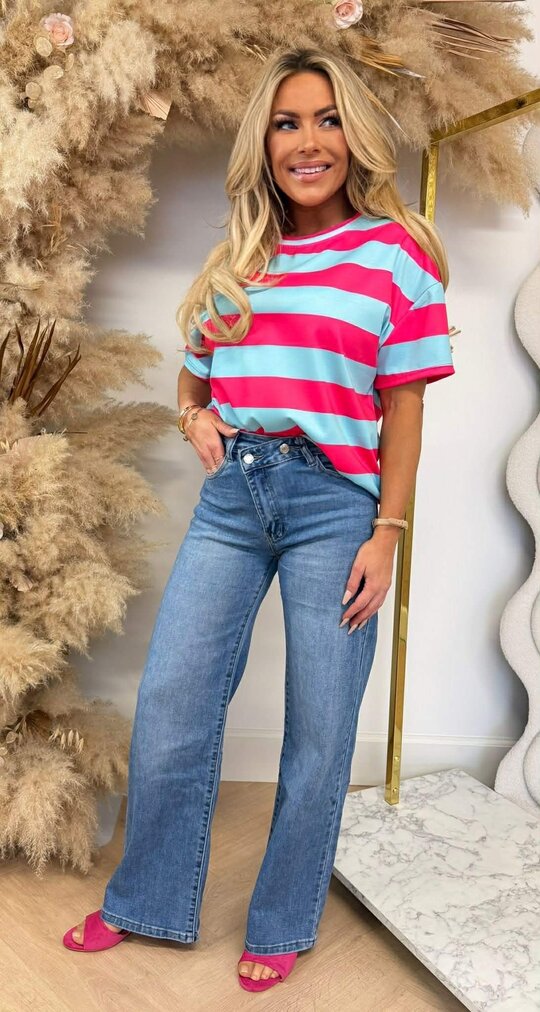 FORCY STRIPE TEE AQUA