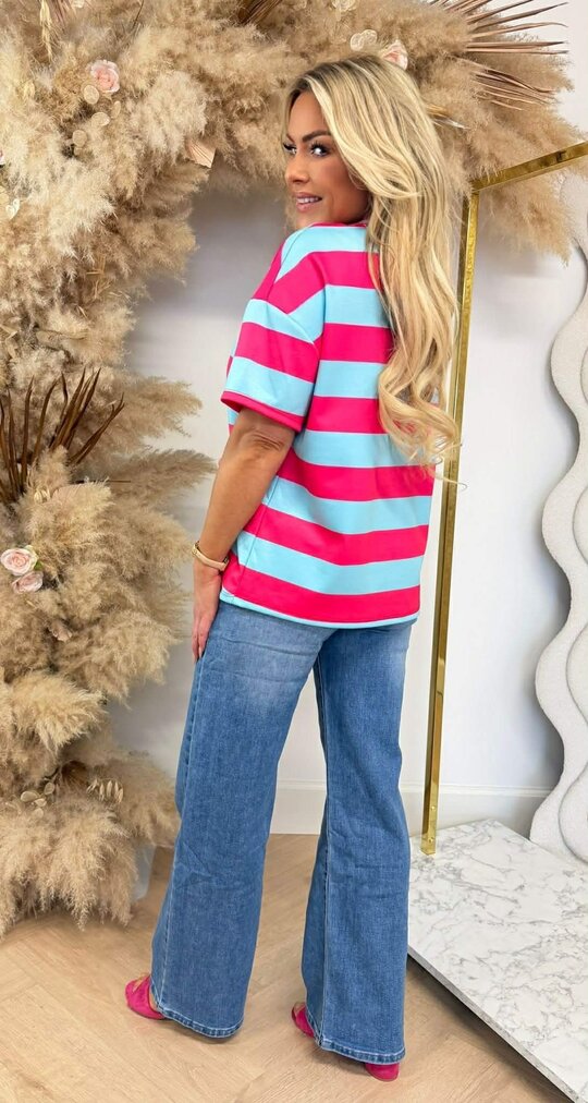 FORCY STRIPE TEE AQUA