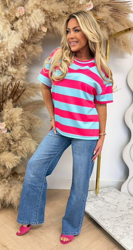 FORCY STRIPE TEE AQUA