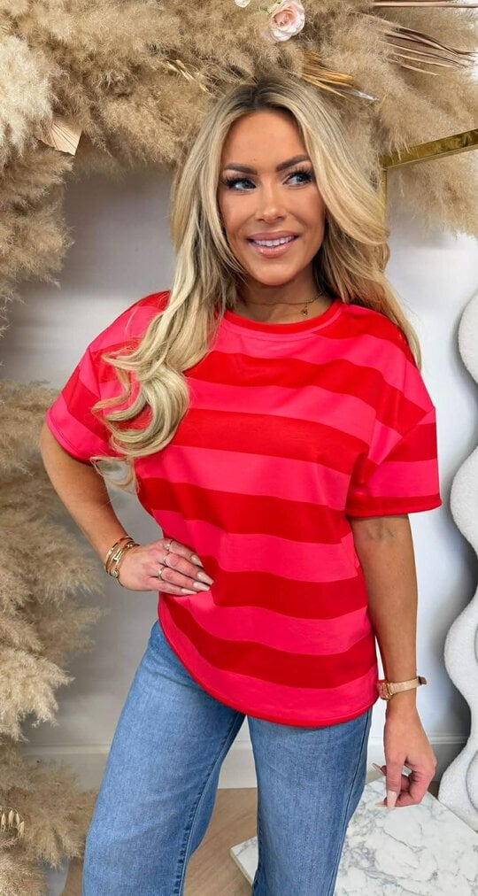 FORCY STRIPE TEE RED