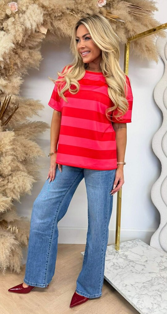 FORCY STRIPE TEE RED