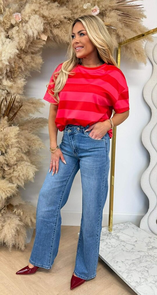 FORCY STRIPE TEE RED