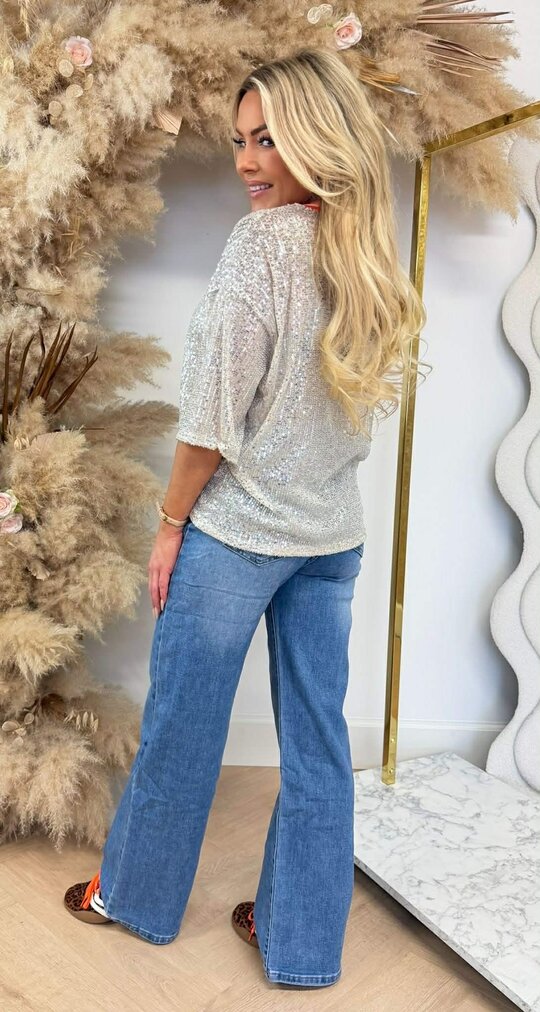 LA PRINTY SEQUIN TEE ORANGE