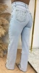 GLITTER LEOPARD WIDE LEG JEANS 1579-2 LIGHTDENIM