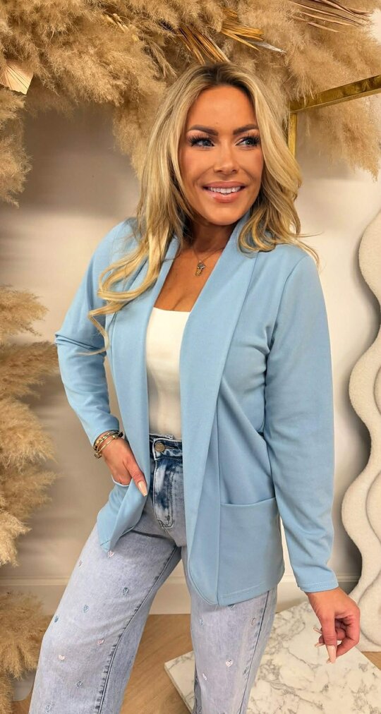 BASIC VESTJE L MOUW ICEBLUE