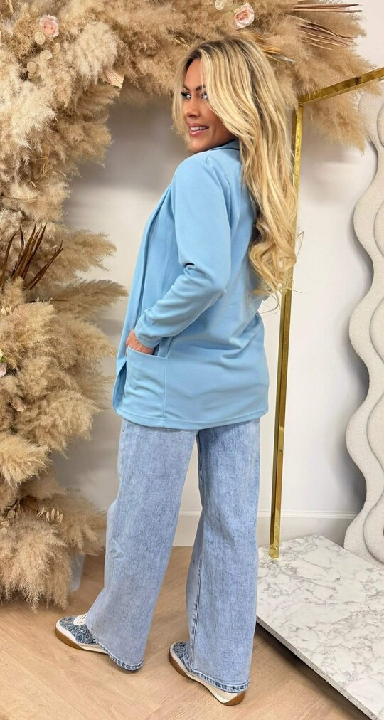 BASIC VESTJE L MOUW ICEBLUE