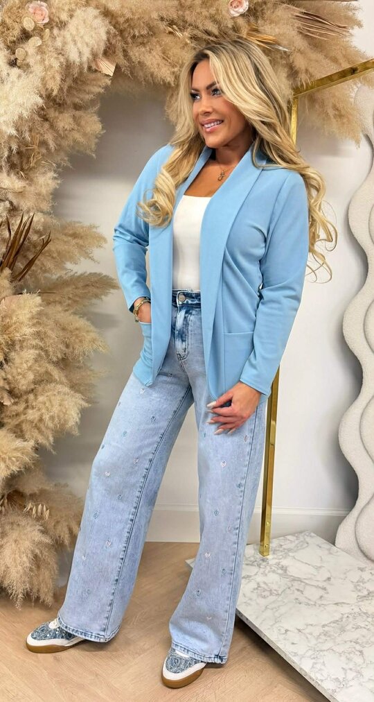BASIC VESTJE L MOUW ICEBLUE