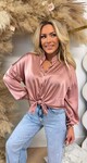 SATIN KNOOP BLOUSE OLDPINK
