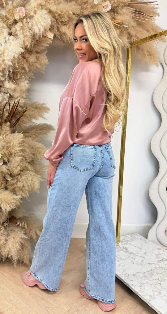 SATIN KNOOP BLOUSE OLDPINK