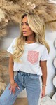 LEOPARD GLITTER POCKET TEE PINK