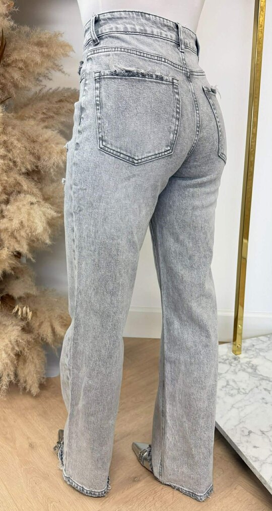 DAMAGED QUEEN HEART JEANS 3952-1 GREY