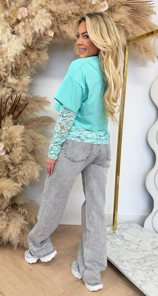 PROMISE LACE CROPPED TEE MINT