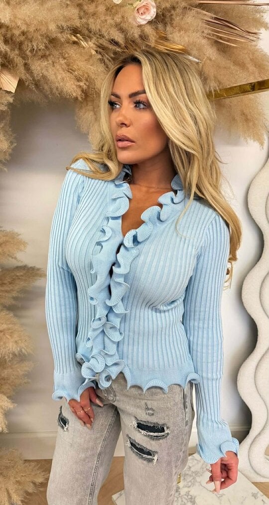 RUFFLE MOUW TOP 9518 BLUE