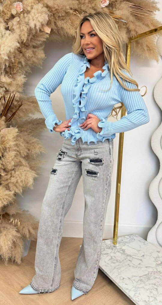RUFFLE MOUW TOP 9518 BLUE