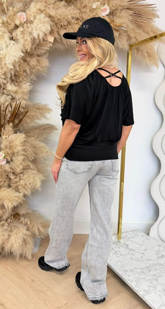 BACK CROSSED TOP BLACK