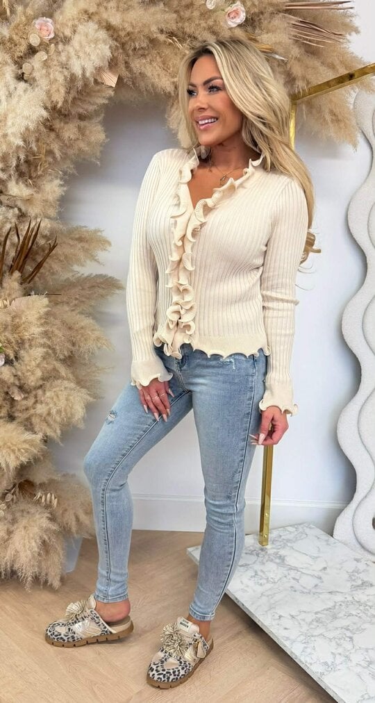 RUFFLE MOUW TOP 9518 BEIGE