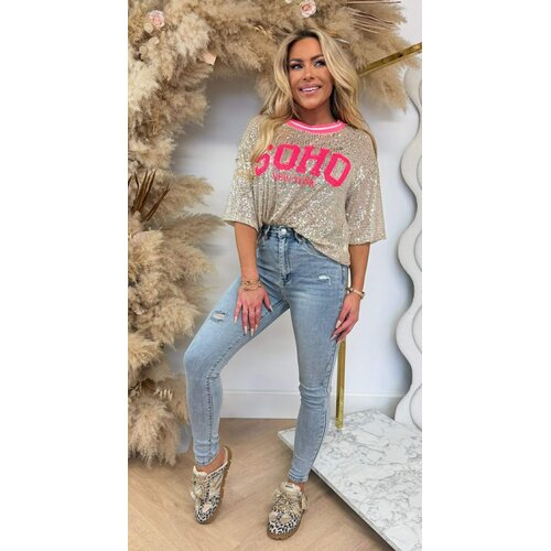 SEQUIN SOHO SHIRT NEONPINK