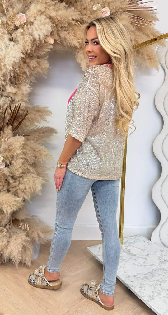 SEQUIN SOHO SHIRT NEONPINK