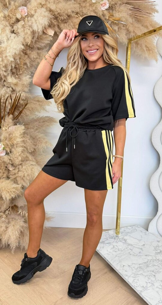 MUSTHAVE STRIPE SHORT SET BLACK MUSTHAVE STRIPE SHORT SET BLACK