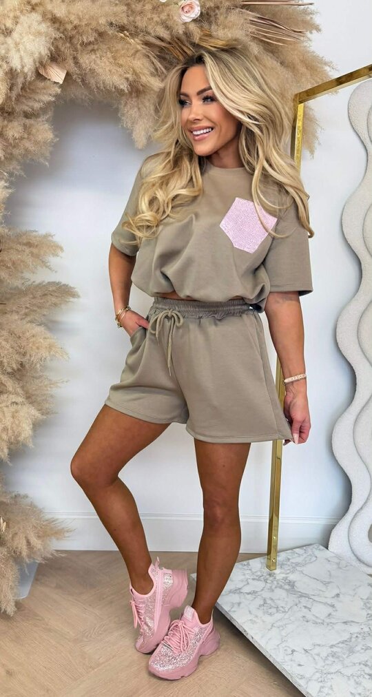 SELIN CROPPED POCKET SET TAUPE SELIN CROPPED POCKET SET TAUPE