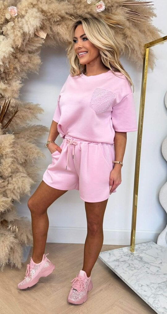 BESTY GLITTER POCKET SET PINK