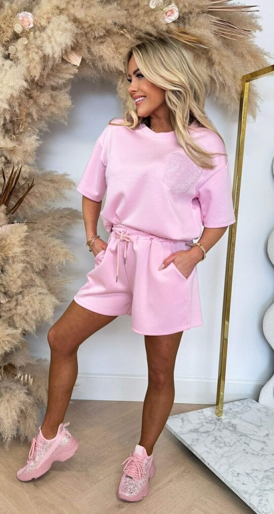 BESTY GLITTER POCKET SET PINK