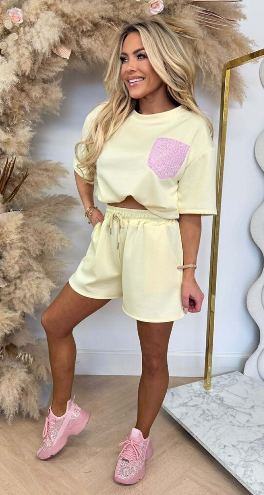 BESTY GLITTER POCKET SET BUTTERYELLOW